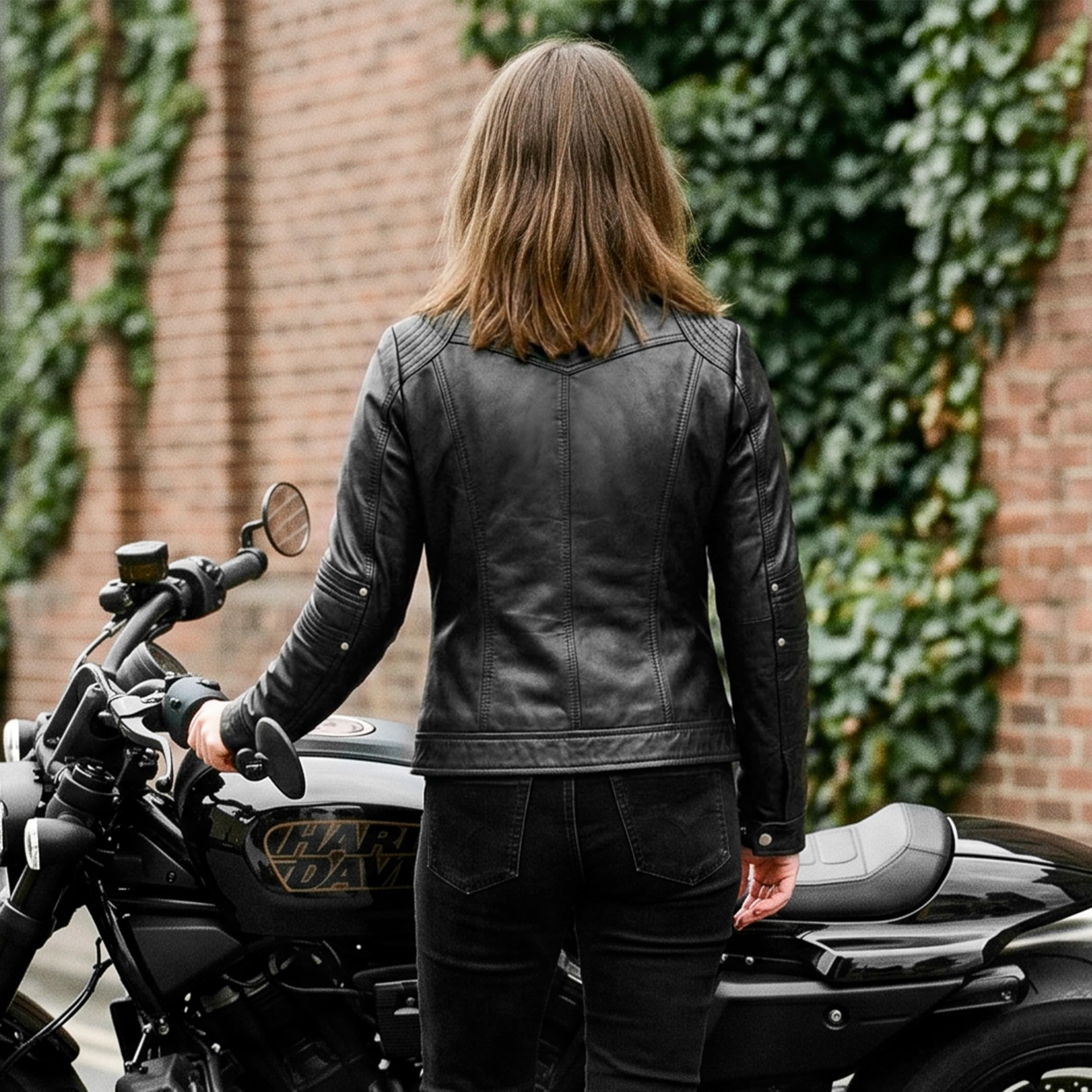 Leatherick Chaquetas moteras de piel de cordero estilo Cafe Racer para mujer - elegante chaqueta de moto con cremallera y bolsillos funcionales