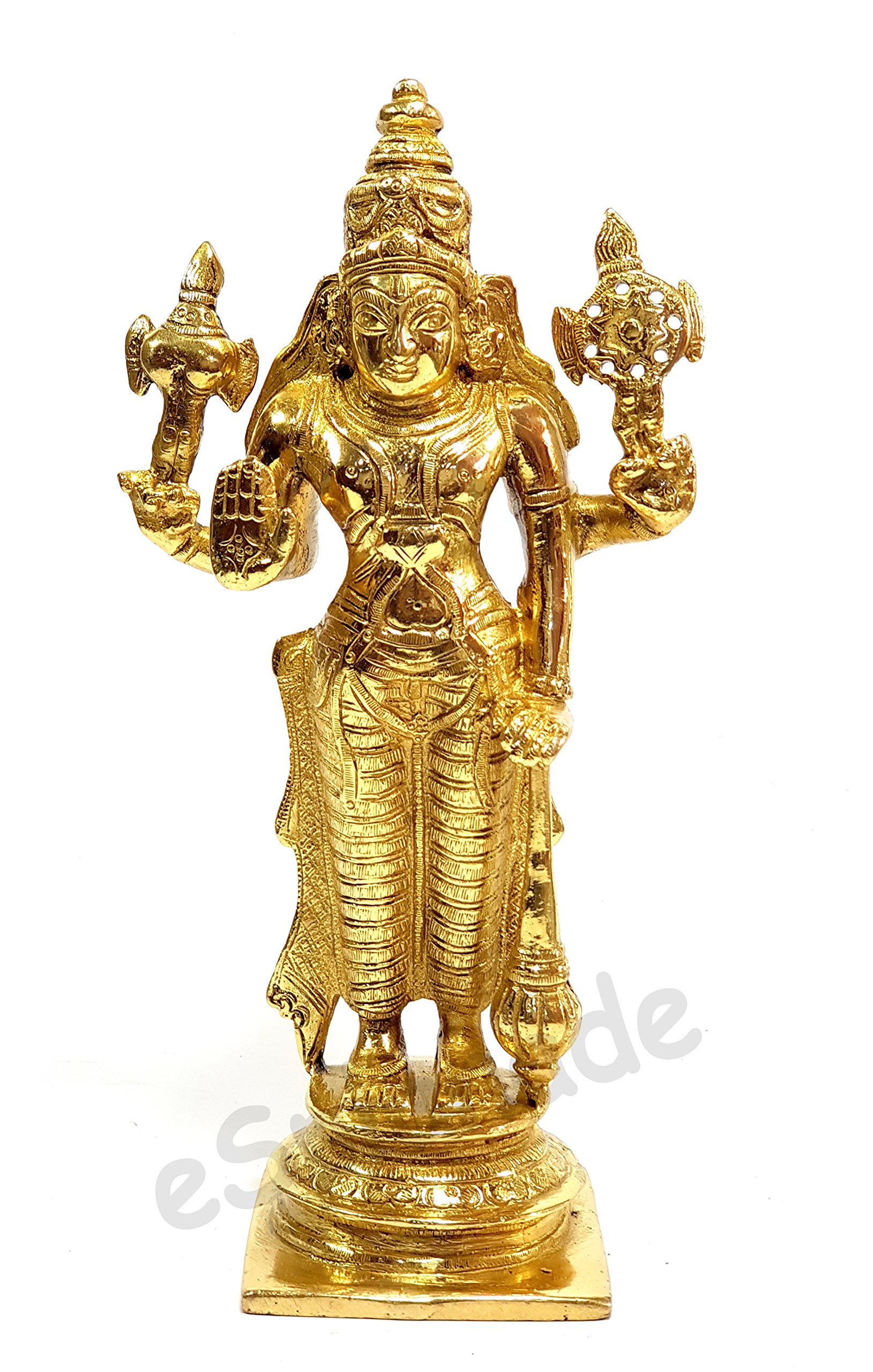Buy eSplanade 10" Premium Brass Statue Lord Vishnu Standing, made of