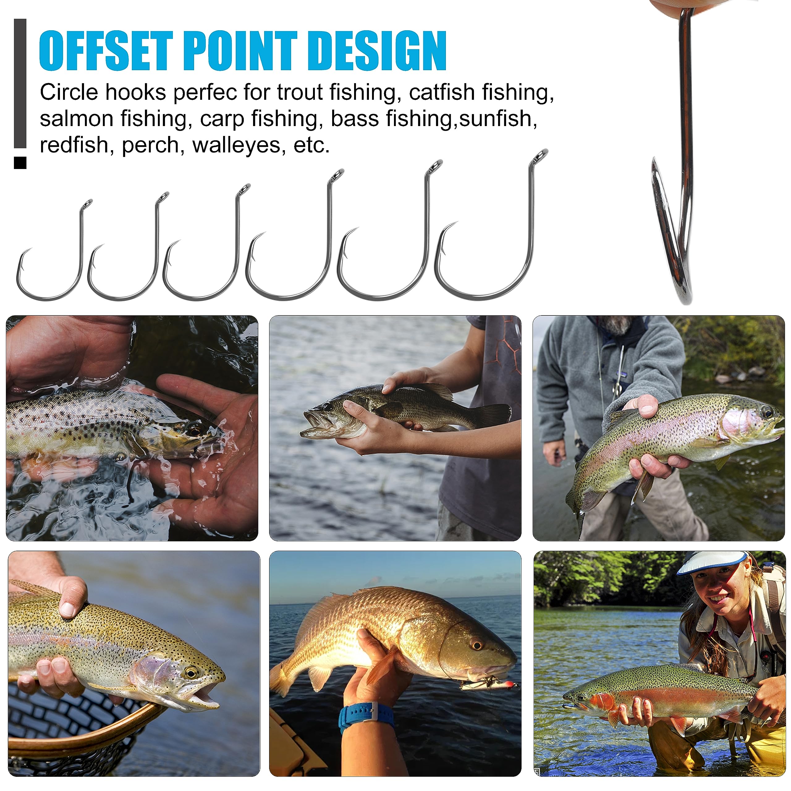 SILANON - Ami da Pesca circolari, 120 Pezzi, 2 x Forti ami da Pesca per Acqua salata e Polipo, Ganci circolari Personalizzati, in Acciaio ad Alto tenore di Carbonio, Unisex - Adulto, 120pcs 10/0