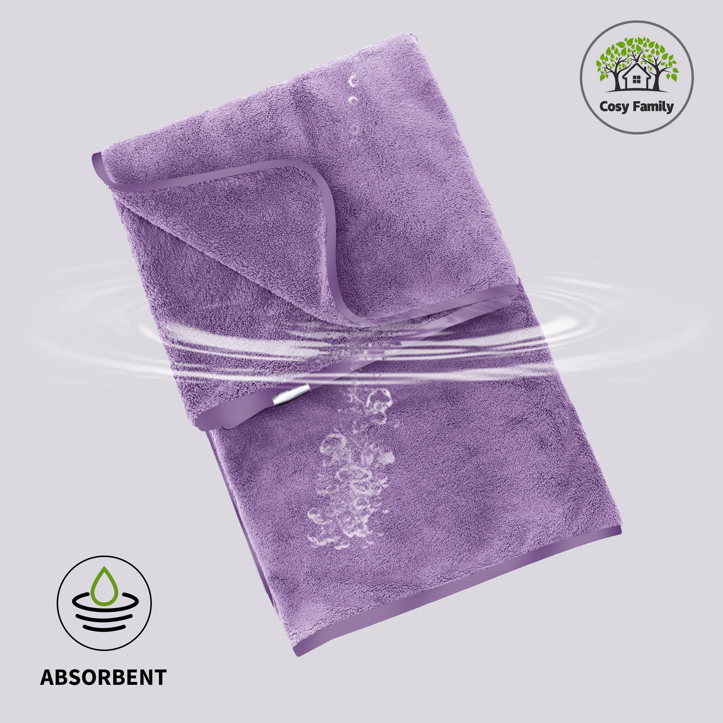 Cosy Family 4-Pack Microfiber Bath Towels – Ultra Soft, Quick Drying, 27x54 Inches, Lightweight