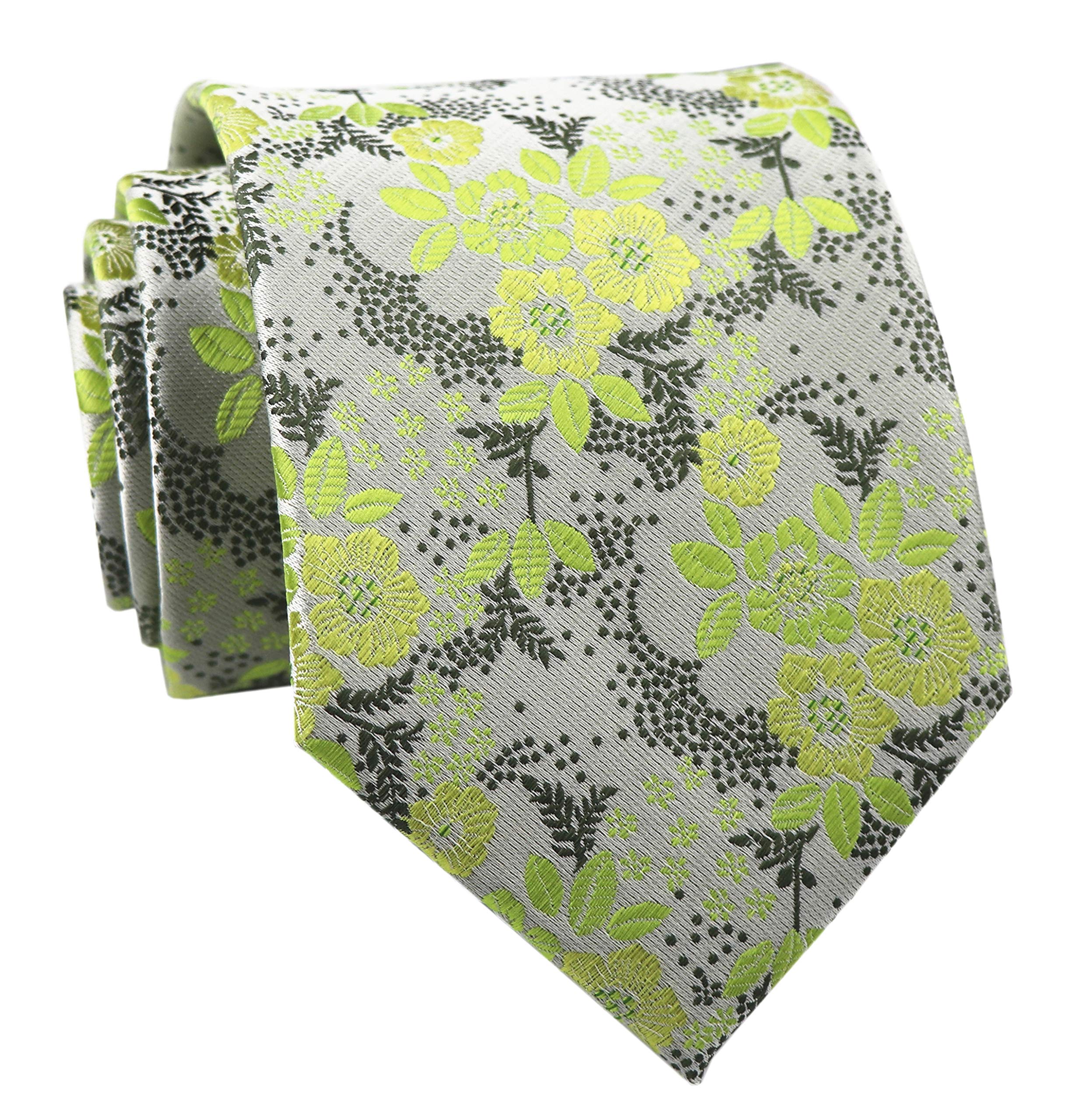Elfeves Men's Tie Cravat Jacquard Luxury Small Floral Pattern Wedding Necktie
