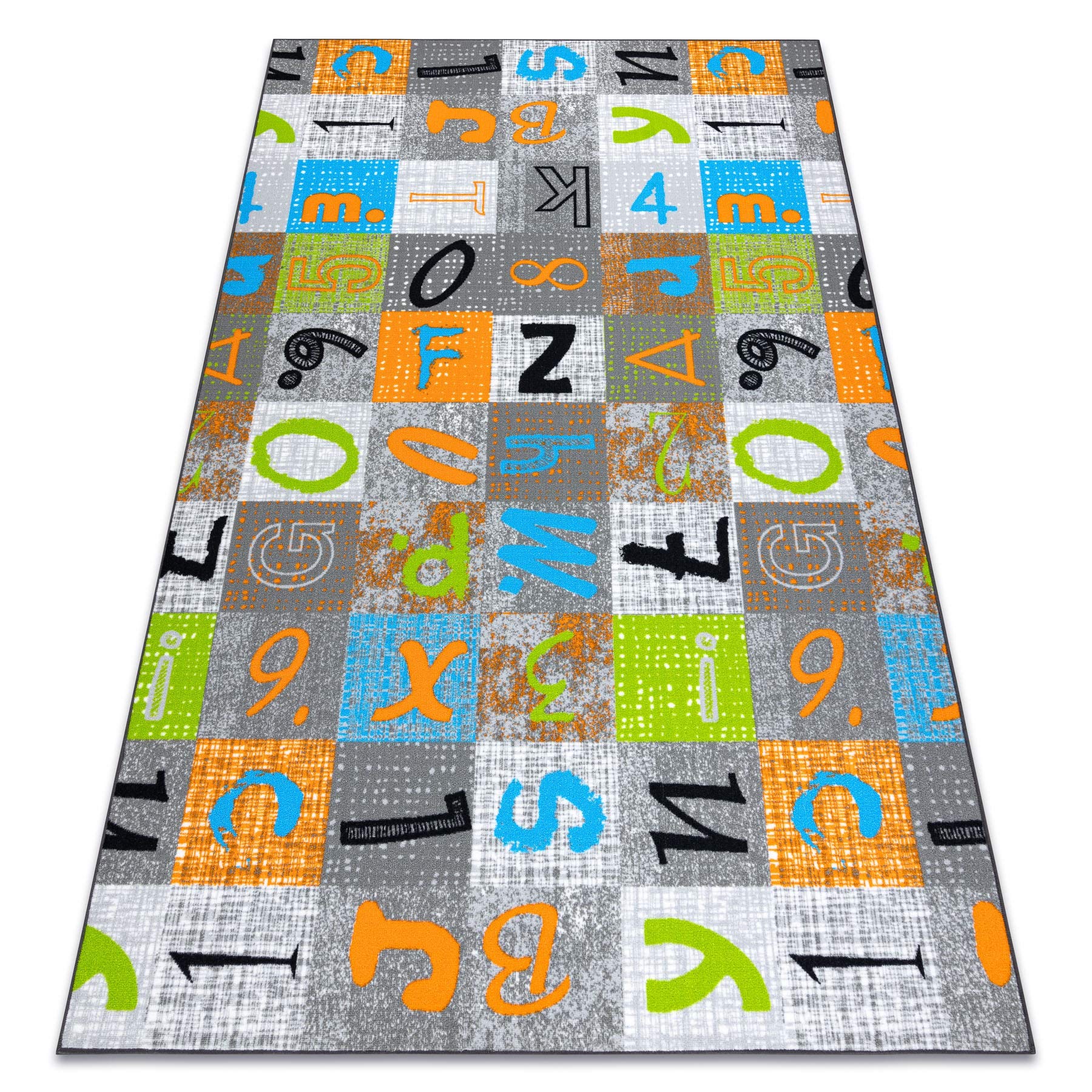 rugsx Teppich Jumpy Kinderteppich für Babyzimmer, Kinderzimmer, grau/orange/blau 100x150 cm