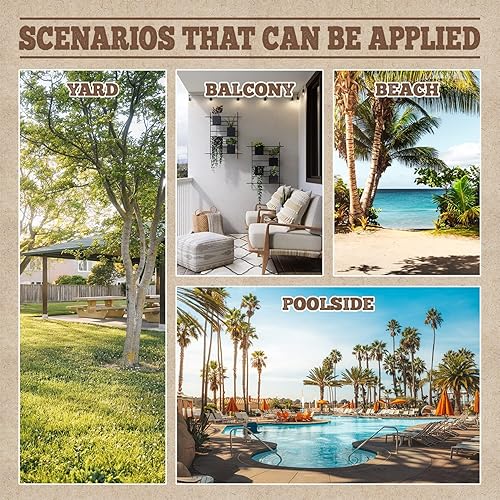 Miniatura 5 de Juego de 2 sillas de playa de madera, sillas de playa duraderas, reclinables para exteriores, con marco de madera maciza y lona de poliéster, ajuste