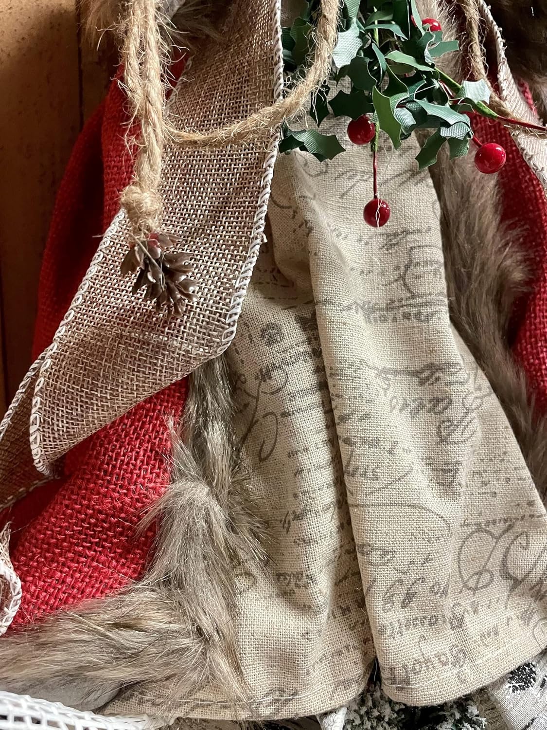 Santa's Workshop 3096 Homespun Angel Tree Topper, 16", Red,16"