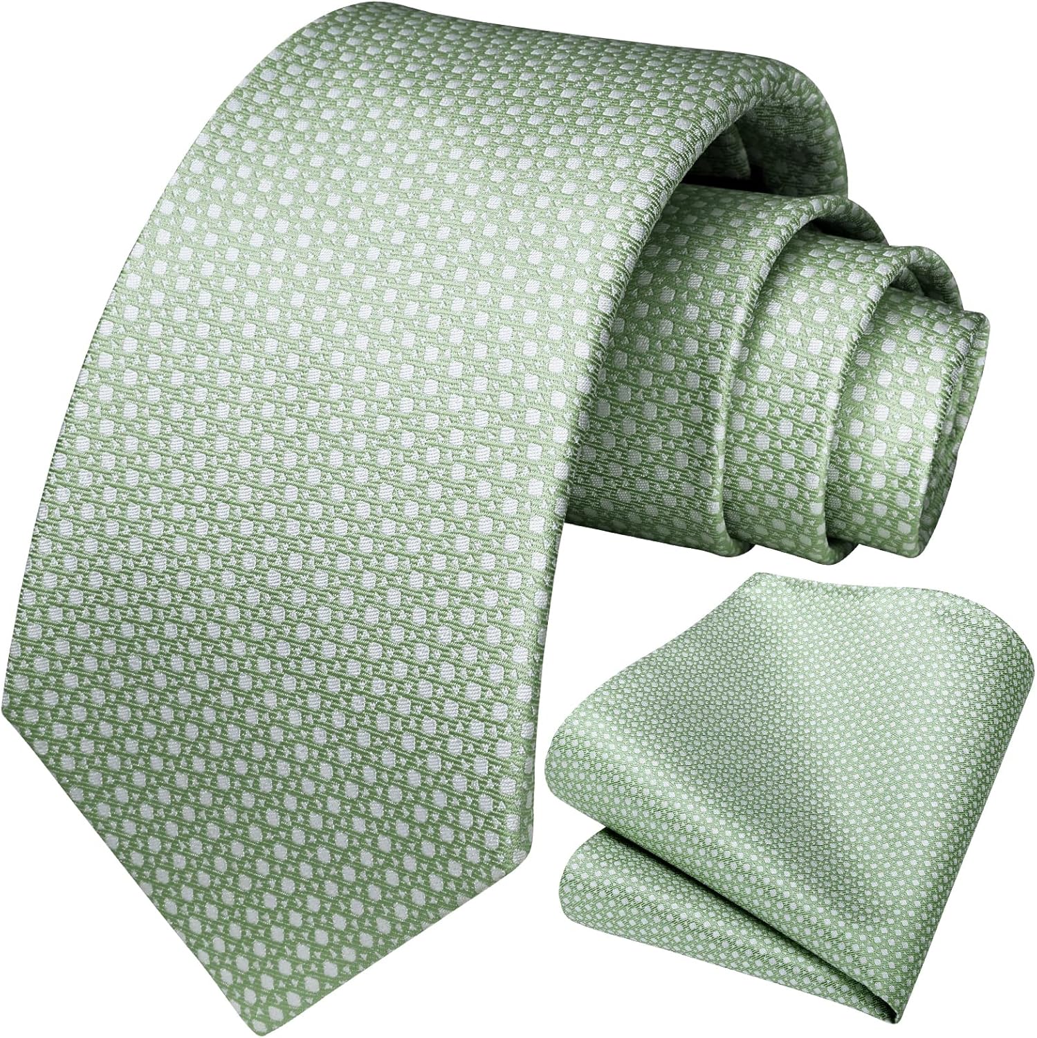 HISDERN Mens Ties Plaid Tie and Pocket Square Set Classic Woven Formal Checkered Neckties & Handkerchief Wedding Party - Image 2