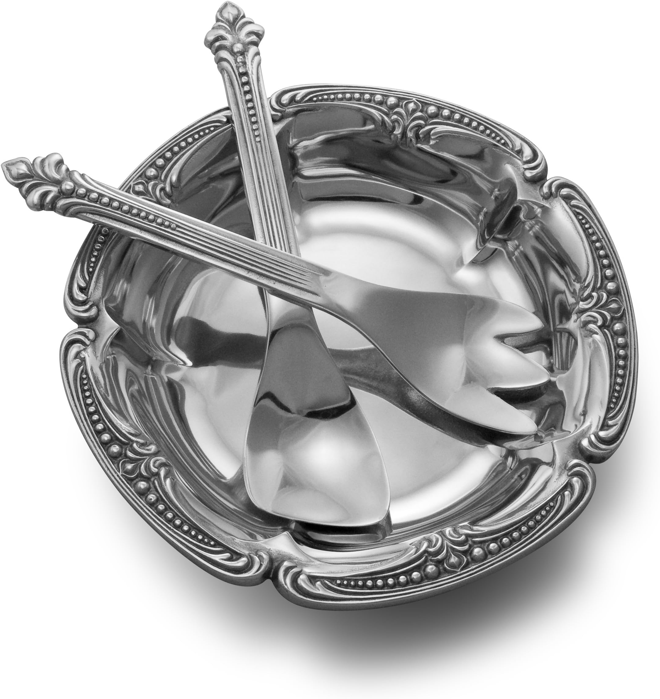 Wilton Armetale Belle Mont 3-Piece Medium Salad Serving Set, 2 -Quart, Silver