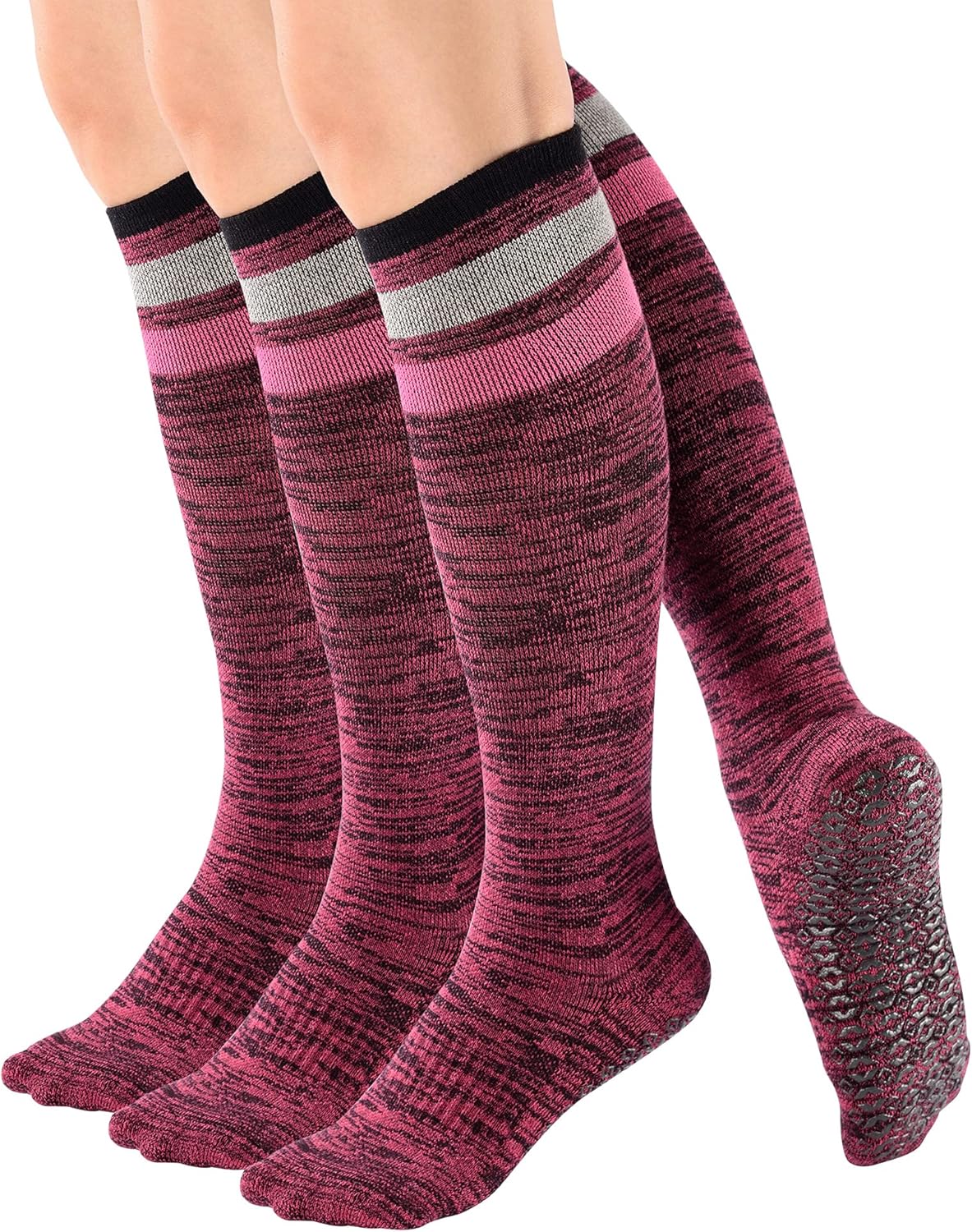 Women's Anti Skid Non Slip Odor Control Grips Compression Knee High/Low Cut Yoga Pilate Socks Stocking,Size 5-10