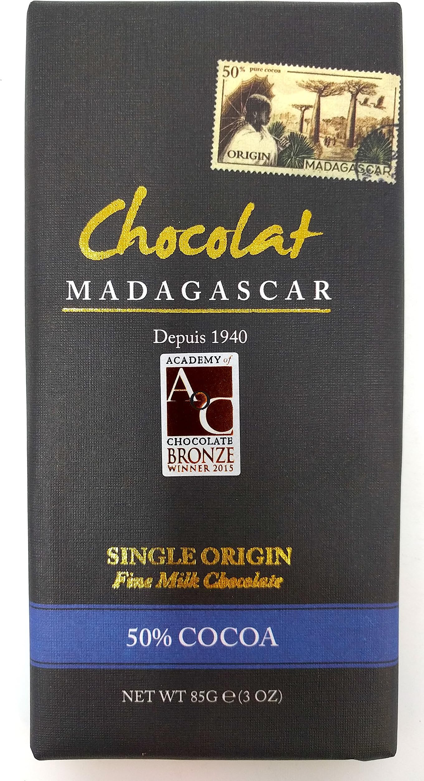 Chocolat Madagascar 50% Cocoa - Single Origin Fine Milk Chocolate Bar 85g