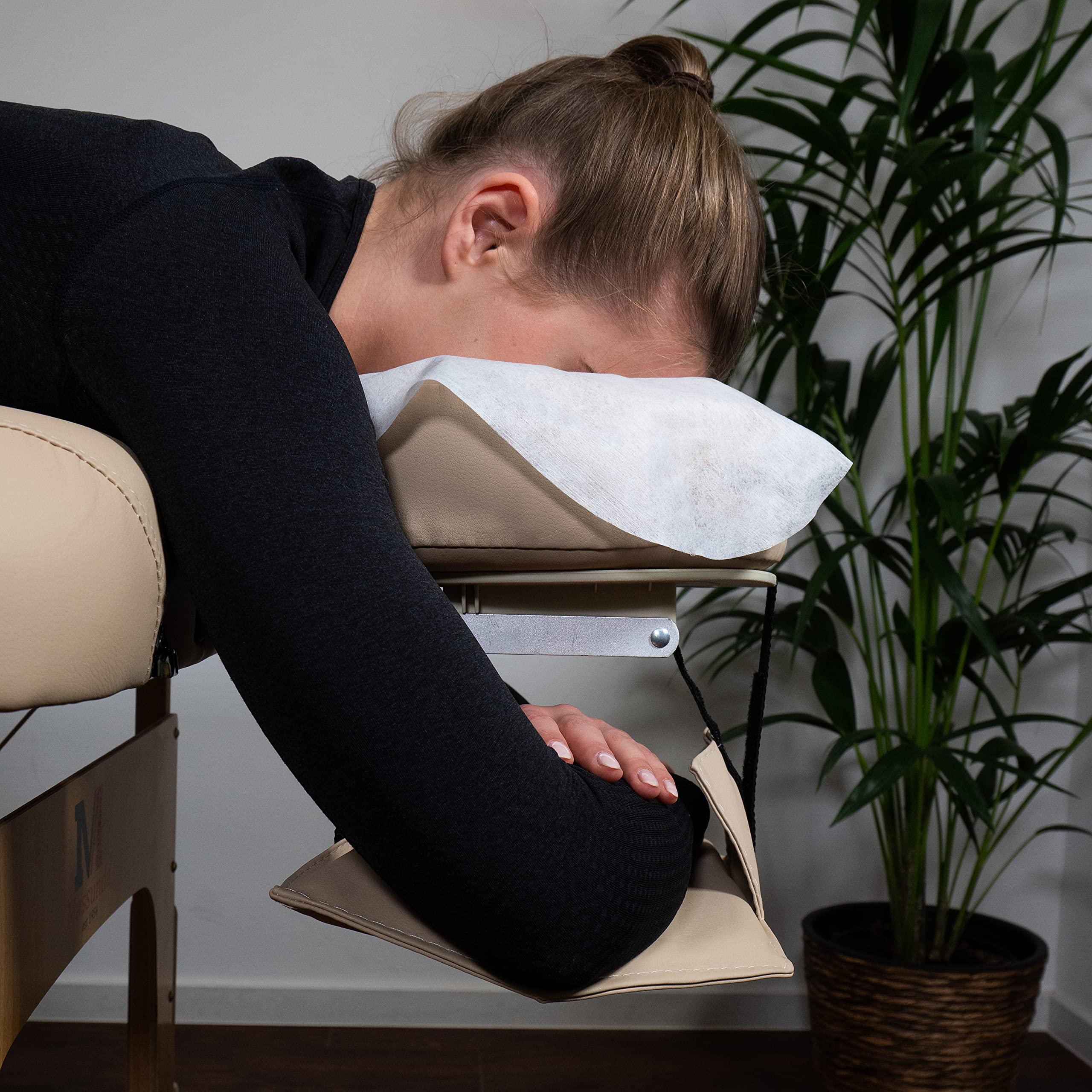 ZEN — Accoudoir pour toutes les tables de massage ZEN - accoudoir rembourré pour soulager le cou et les épaules pendant le traitement de massage — accessoires pour table de massage (crème)