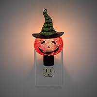 Vista 23 de Creative Hobbies Holiday Decor Night Lights - Featuring Halloween Jack O' Lantern Pumpkin and Black Cat with Rotational Socket and On/Off Switch