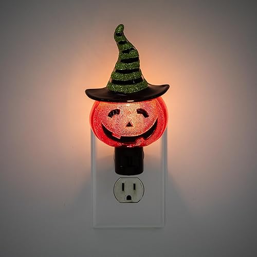 Miniatura 5 de Creative Hobbies Calabaza con sombrero de bruja luz nocturna de Halloween, incluye 5 W C7 y enchufe giratorio con interruptor de encendidoapagado