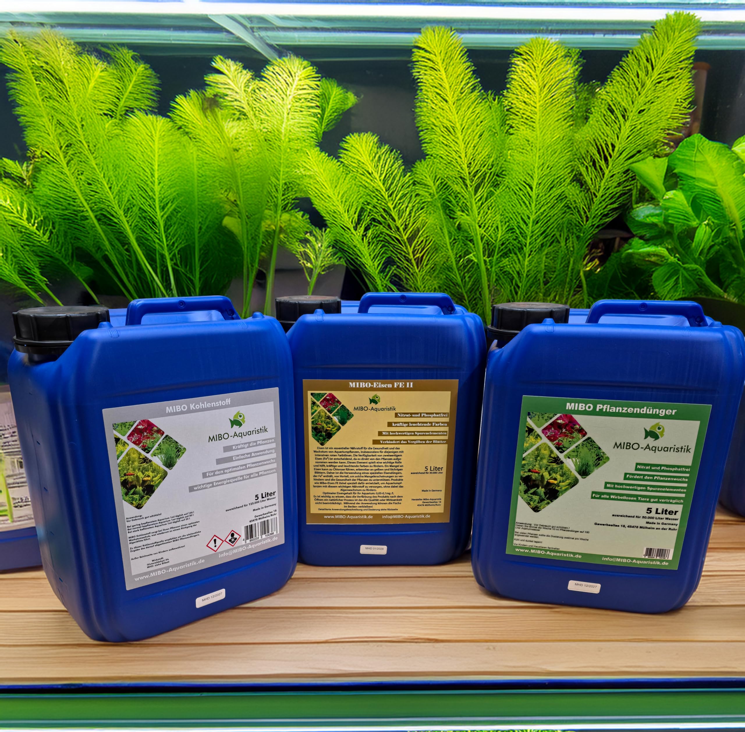 MIBO Pflanzendünger Spar Set 3x 5000ml Aquariumdünger bestehend aus 1x5000 ml Pflanzendünger, 1x5000 ml Kohlenstoffdünger und 1x5000 ml Eisendünger Neu!