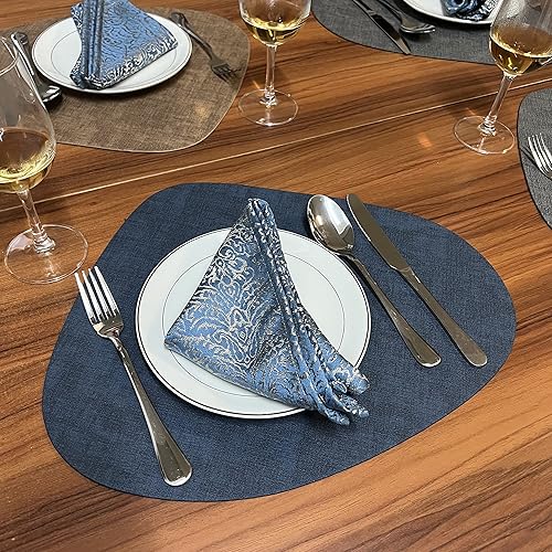 Miniatura 5 de WAZAIGUR Juego de 6 manteles individuales de piel sintética lavables e impermeables, resistentes al calor, tapetes de poliuretano para interiores y