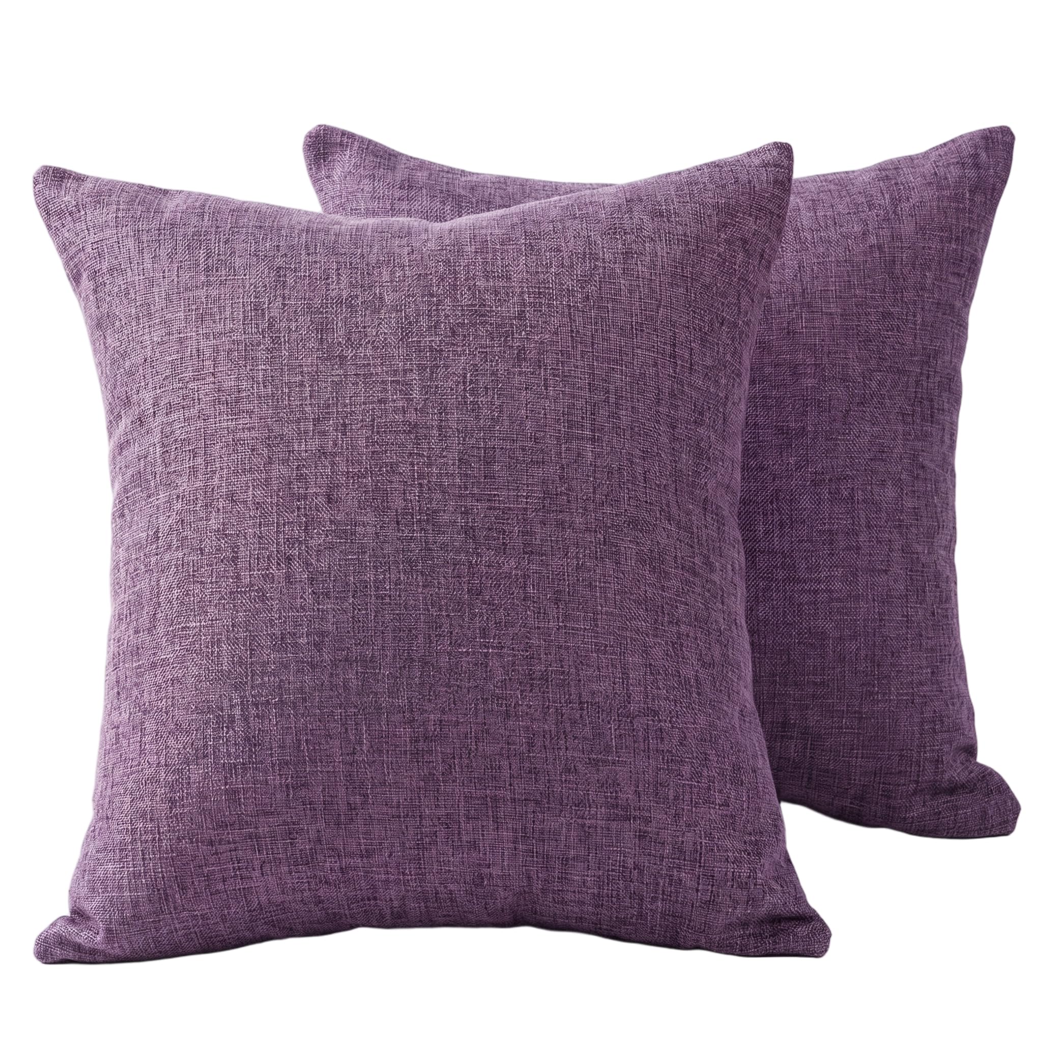 Striegro 2 Pack Lavender Pillow Covers, Thick Linen Pillow Cases Purple Throw Cover for Bed, Sofa, Couch, Office, 18x18in.