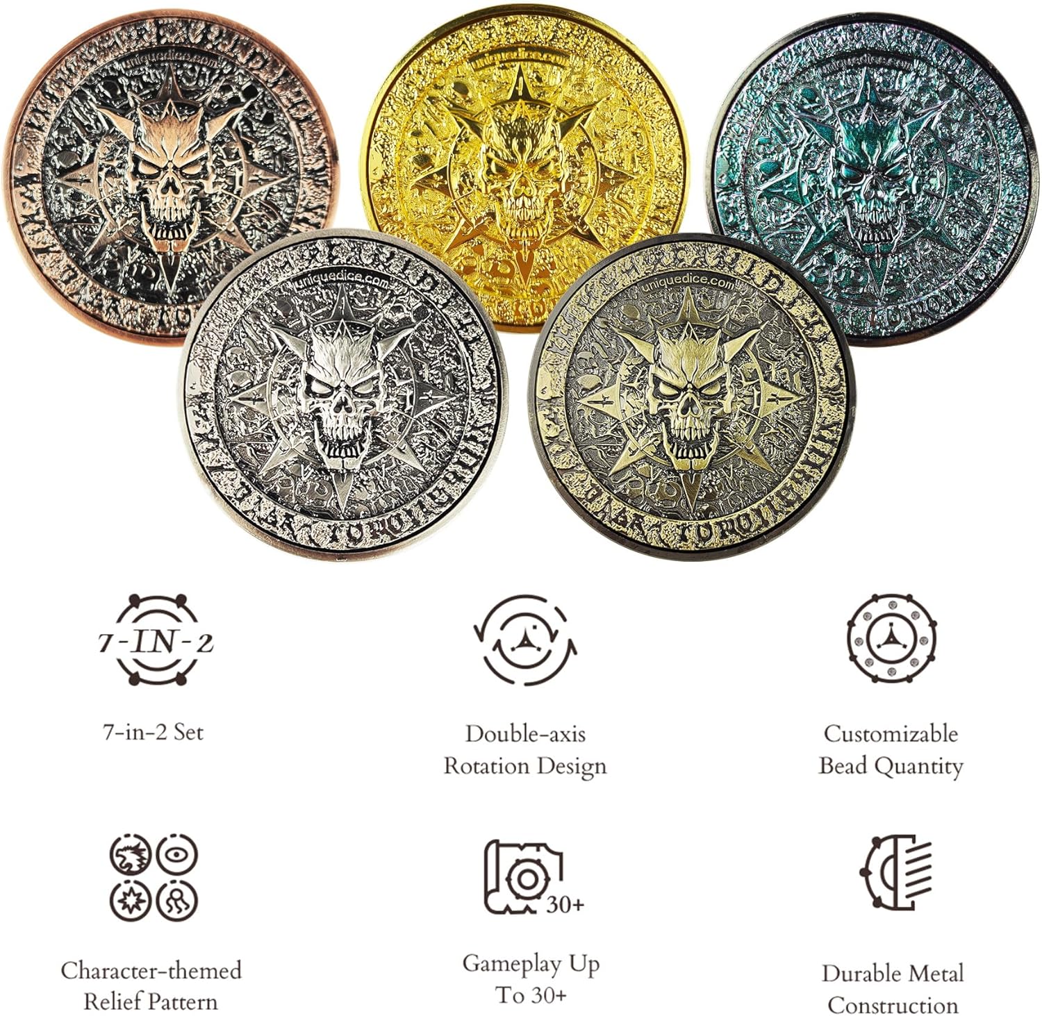 Unique Dice Spinner Random King Dice Set Metal Roulette Wheel for Dungeons and Dragons DND MTG Cthulhu Pathfinder TTRPG Role Playing Prop Accessories Funny Gift with Box Color - Silver