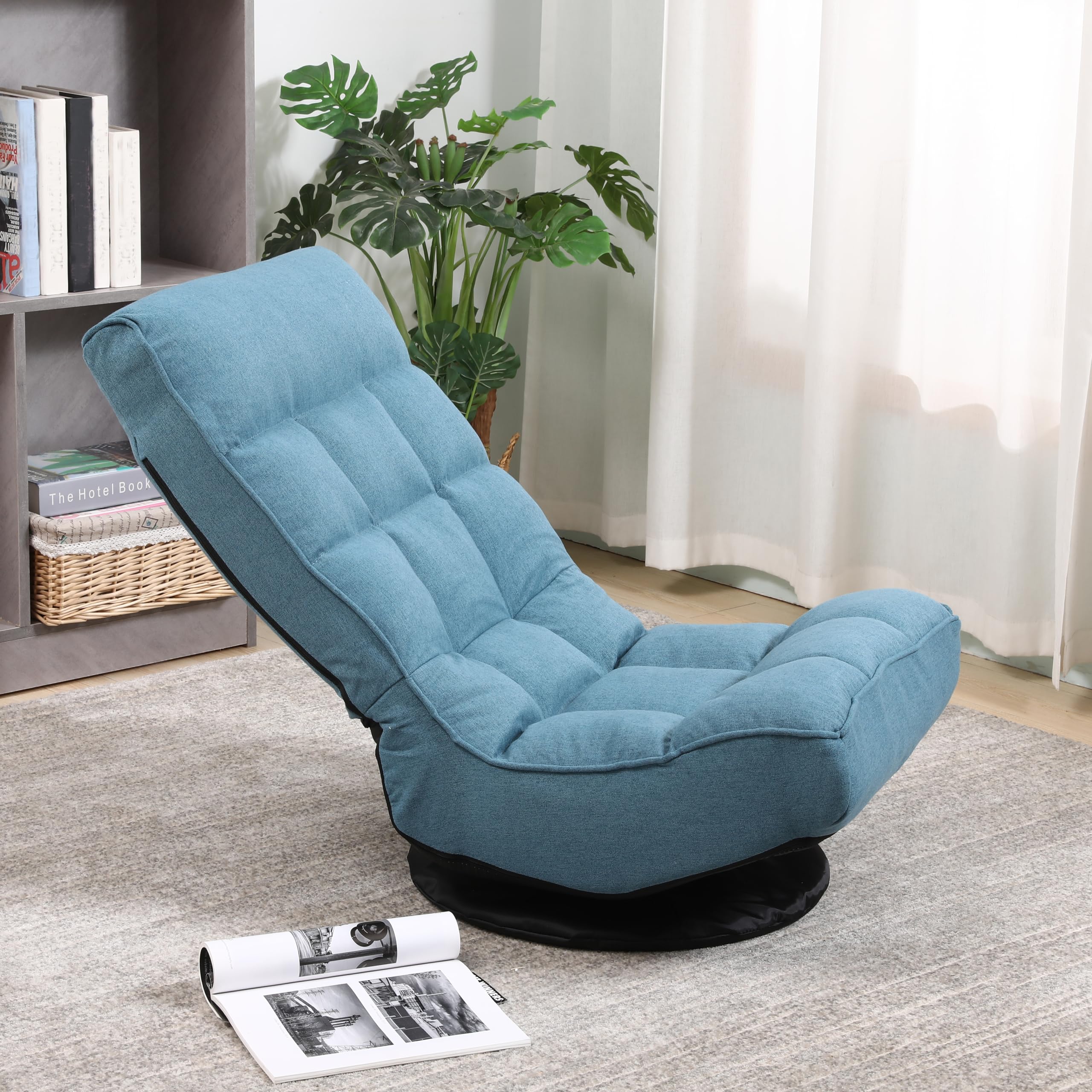 Silla de suelo hasta 160 kg, 6 niveles ajustables, sofá de suelo giratorio 360°