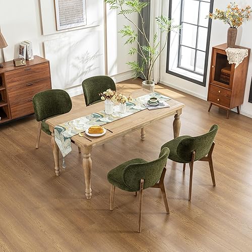 Miniatura 31 de Juego de 6 sillas de comedor YOUNIKE estilo mediados de siglo moderno, silla de cocina con respaldo alto de tela bouclé tapizada, silla sin brazos,