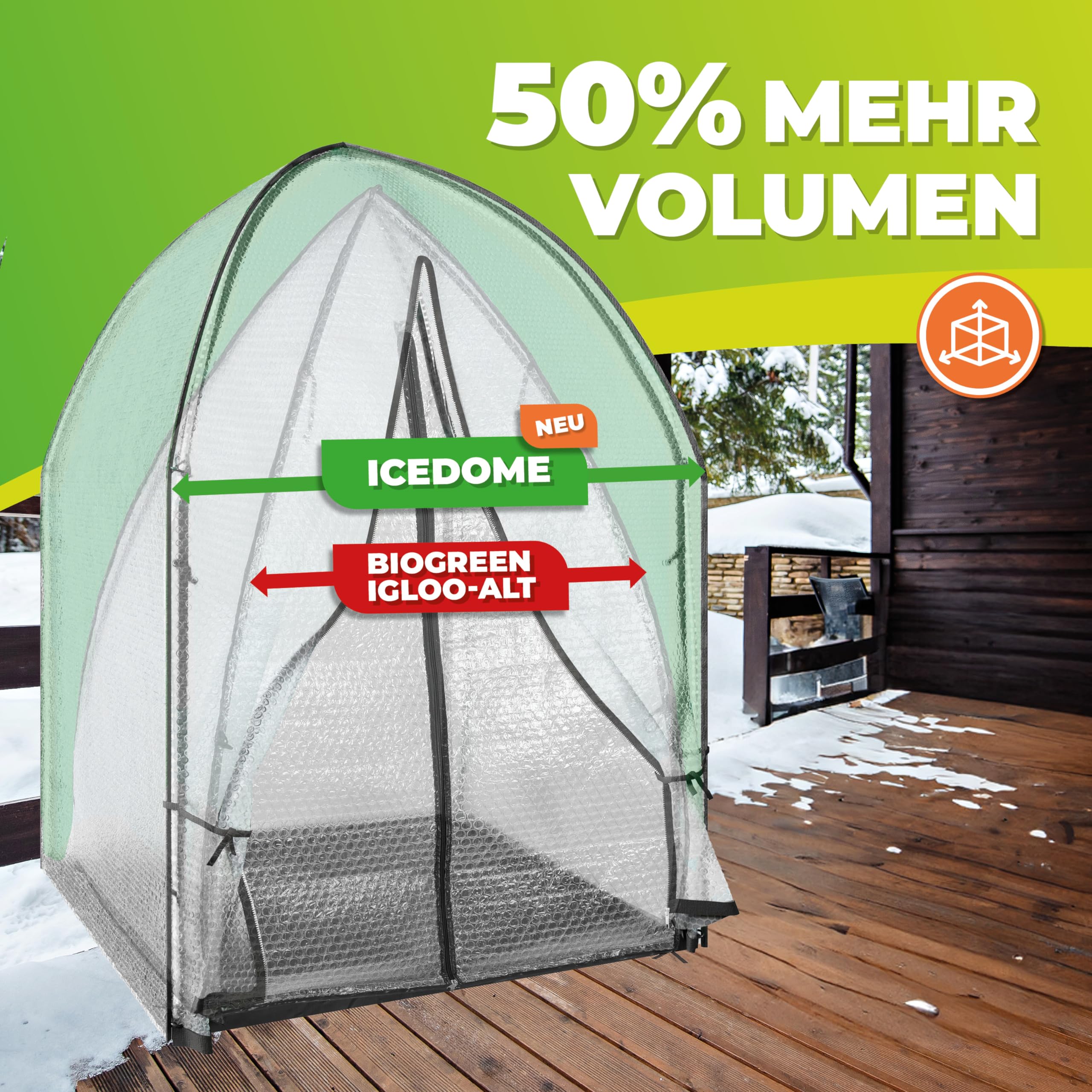 Bio Green ICEDOME Überwinterungszelt für Pflanzen 3-lagig UV-beständig B 120 x T 120 x H 183 cm