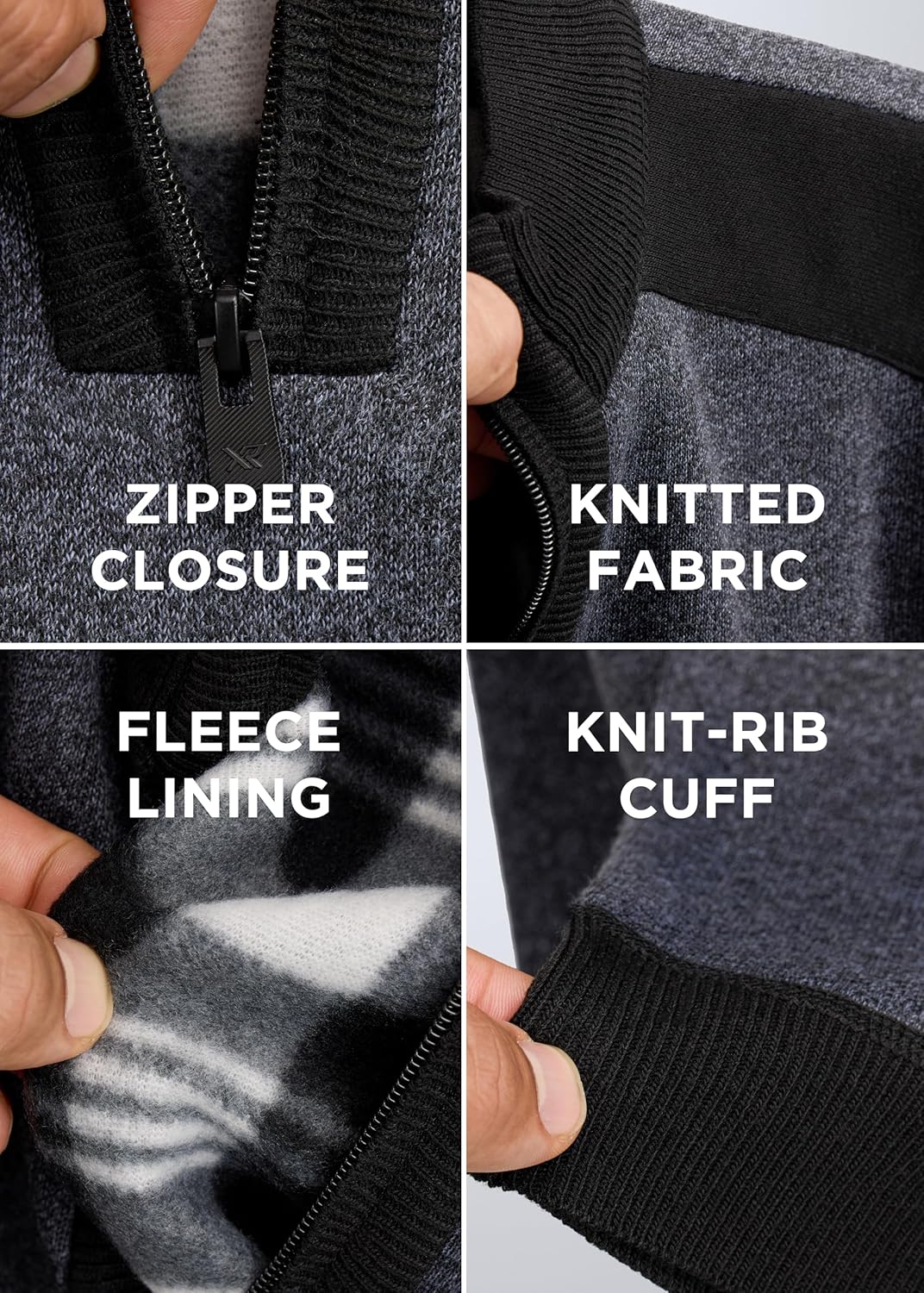 X RAY Boys (6-12) Quarter Zip Fleece Flannel Lining Sweater, Classic Fit Mock Neck Knit Kids Sweater for Fall and Winter - Image 2