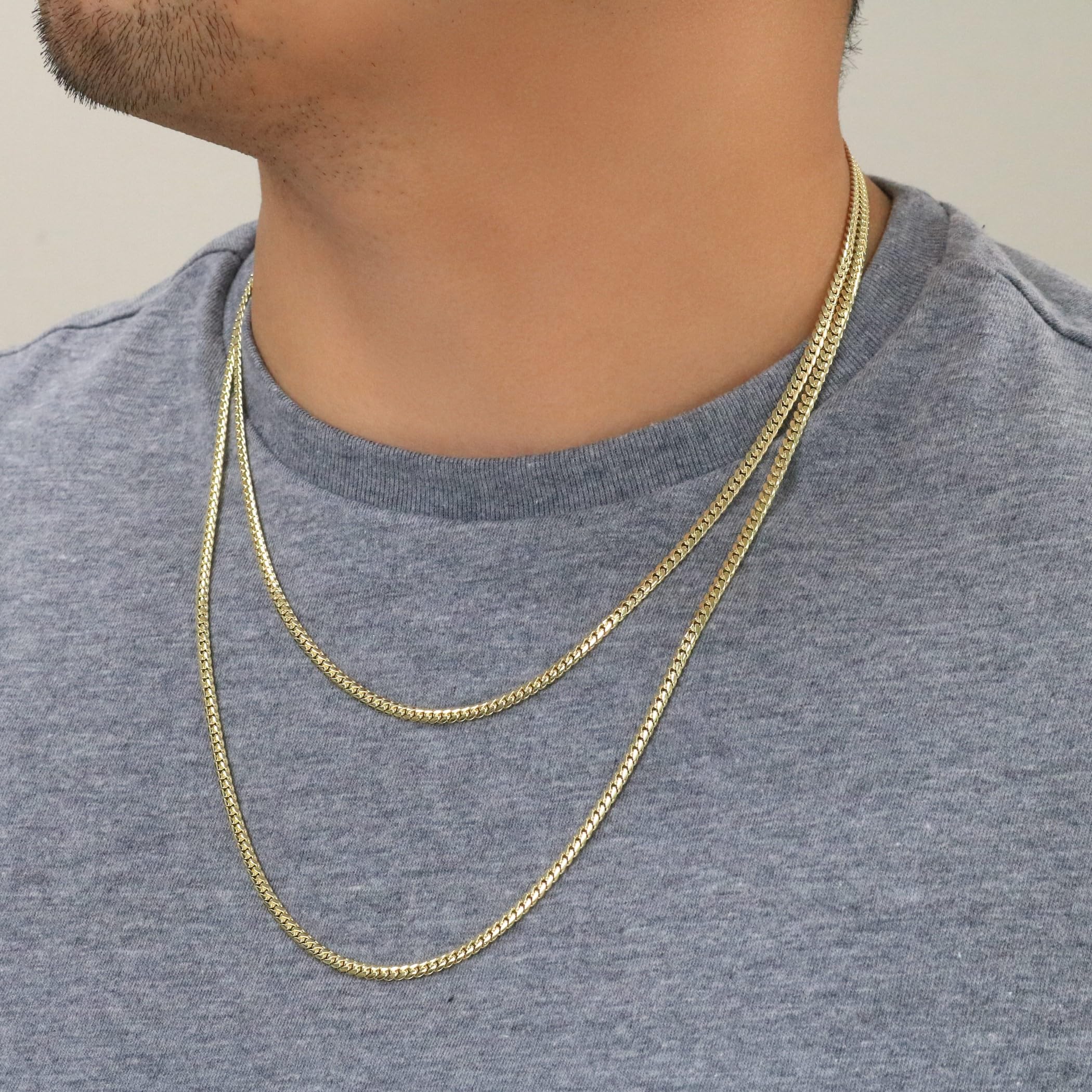 Nuragold 18k Real Yellow Gold Solid Miami Cuban Link 3.5mm Chain Necklace (16"-30") Italian Jewelry for Men & Women