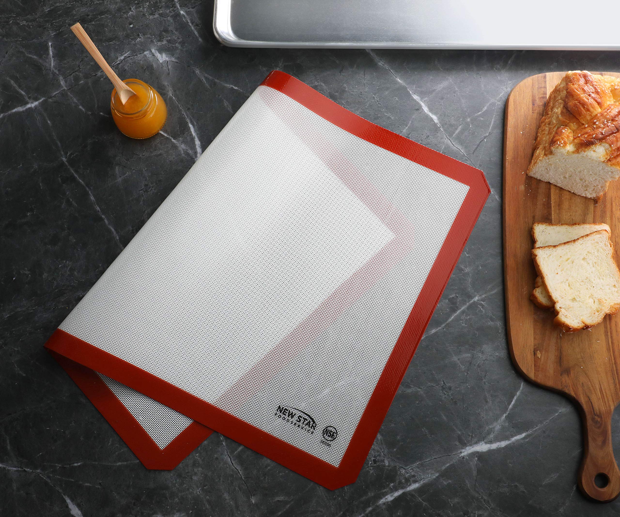New Star Foodservice 36596 Tapis de cuisson anti-adhésif en silicone de qualité commerciale, 43,2 x 63,5 cm (taille complète)