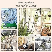 Vista 7 de Silla colgante hamaca columpio – Silla colgante para exteriores e interiores – Silla columpio hamaca – Instalación rápida y fácil con kit de Negro