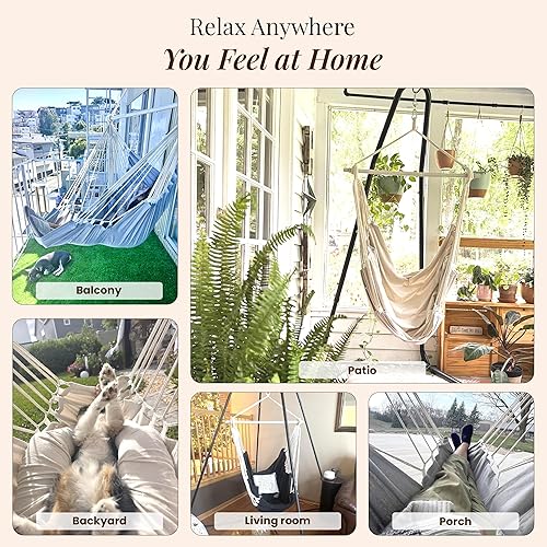 Miniatura 7 de Silla colgante hamaca columpio – Silla colgante para exteriores e interiores – Silla columpio hamaca – Instalación rápida y fácil con kit de