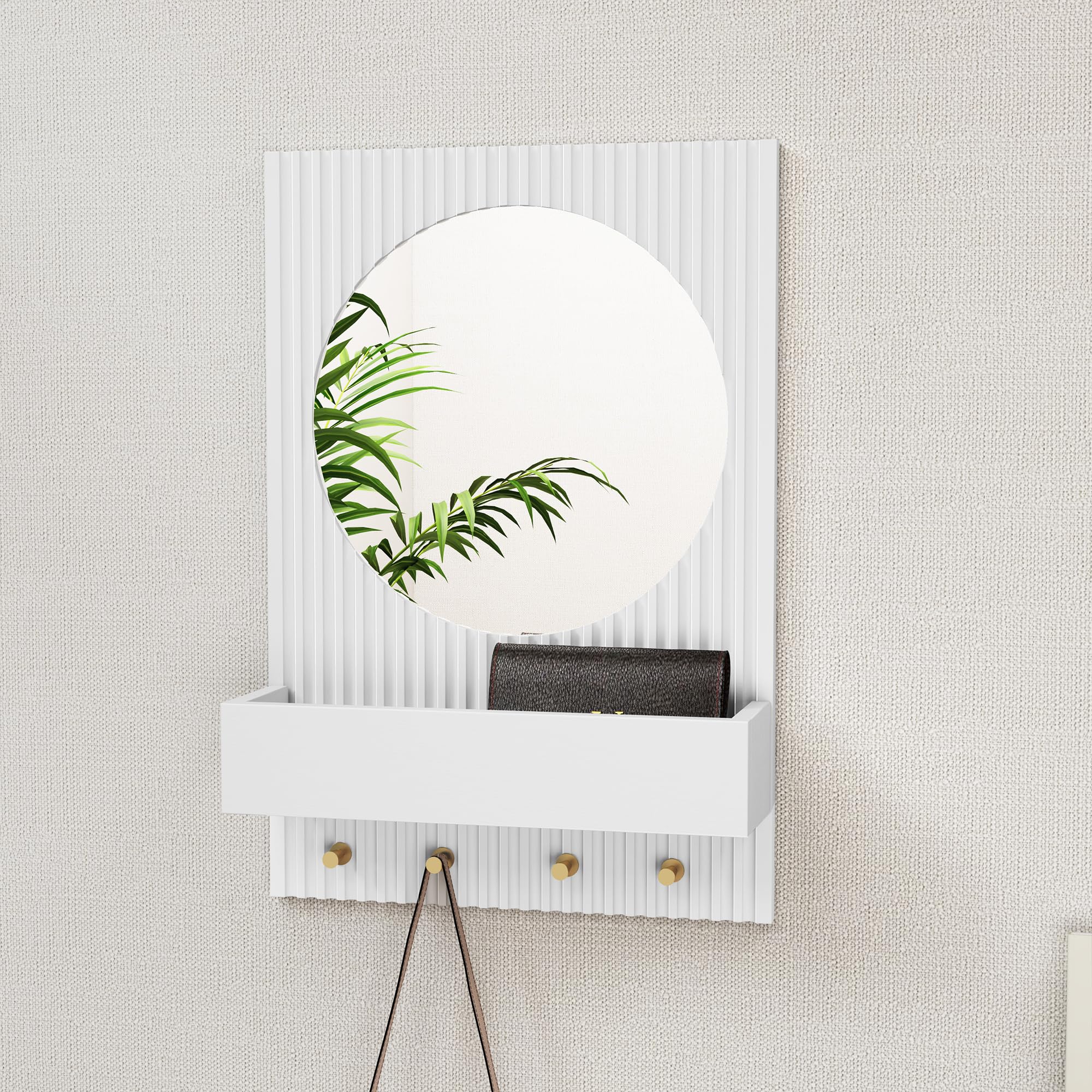 Amazon.com: ARTPOWER Wood Wall Mirror with Shelf&Hooks, 24