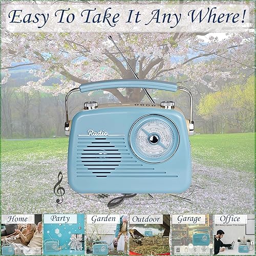 Miniatura 4 de Radio AM FM de onda corta, receptor retro, altavoz Bluetooth, gran recepción, compatible con tarjeta TFreproducción USB, esfera grande, enchufe en