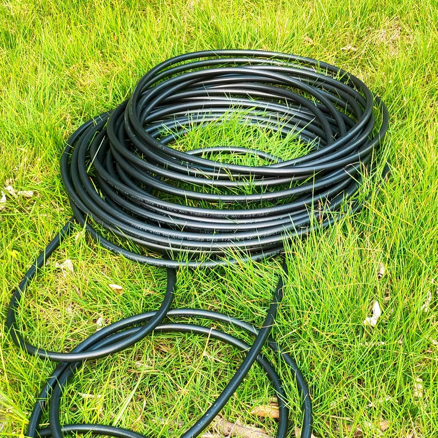 Pressure Washer Hose 3200 PSI 50 FT x 1/4 Inch, Flexible Power Washers Hose Replacement, M22-14mm Brass Thread
