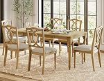 WAMPAT 7-Piece Dining Table Set for 6, Farmhouse Dining Room Set Includes 70 Inch Dinner Table & 6 Cross-Back Dining Chairs, Solid Wood Dining Set for Kitchen, Oak