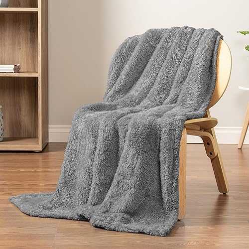 PAVILIA - Cobija de felpa sherpa y microfibra, muy suave y acogedora, con diseño de color degradado, decorativa