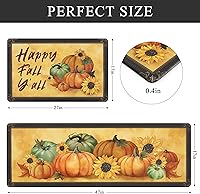 Vista 43 de Bsmathom Anti Fatigue Kitchen Rug Set of 2, Cushioned Non Slip Kitchen Rugs and Mats, Pumpkin Kitchen Mats for Floor Set, Waterproof Runner Rug
