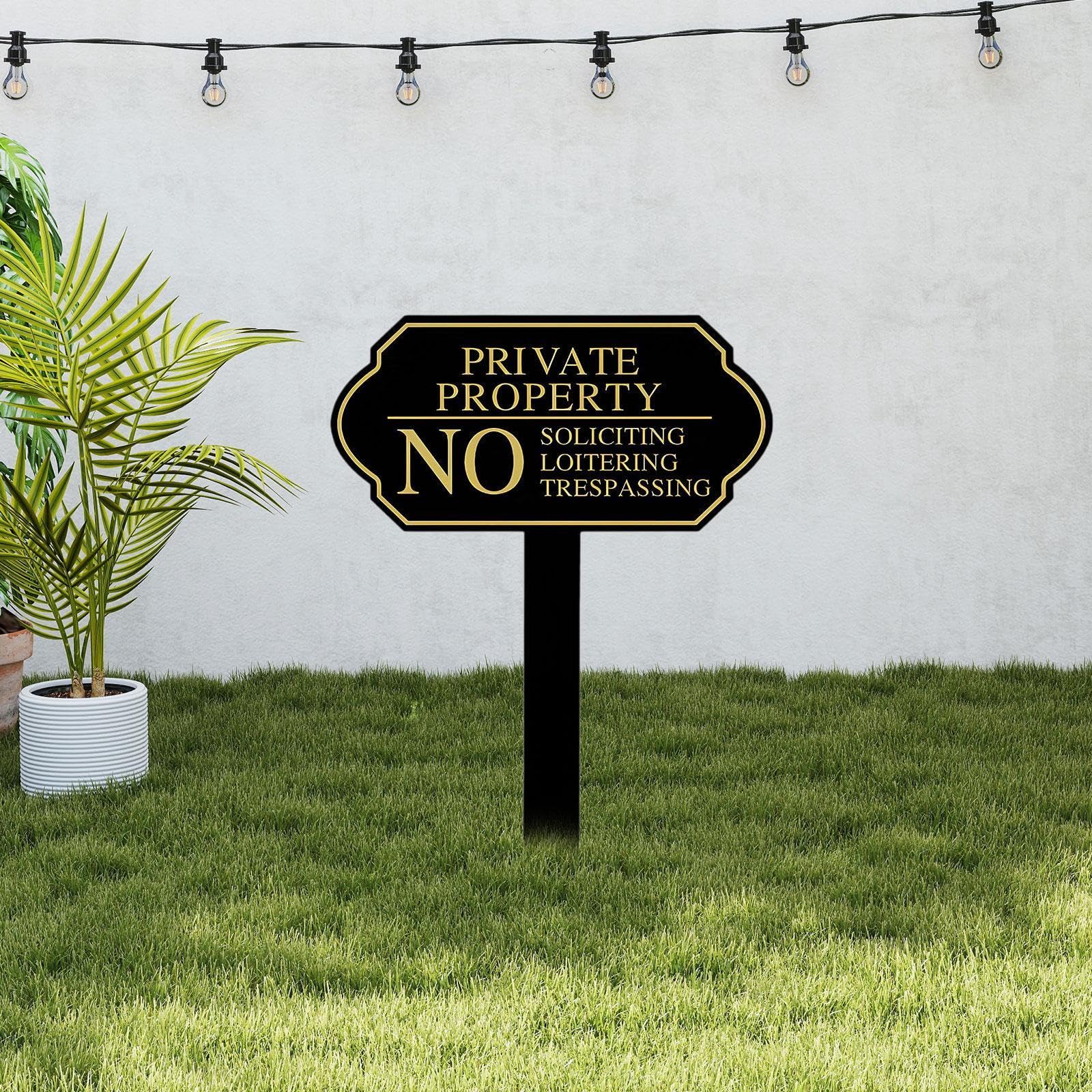 No Soliciting Sign for House with Stake Metal for Front Door Garden Backyard-picture-31