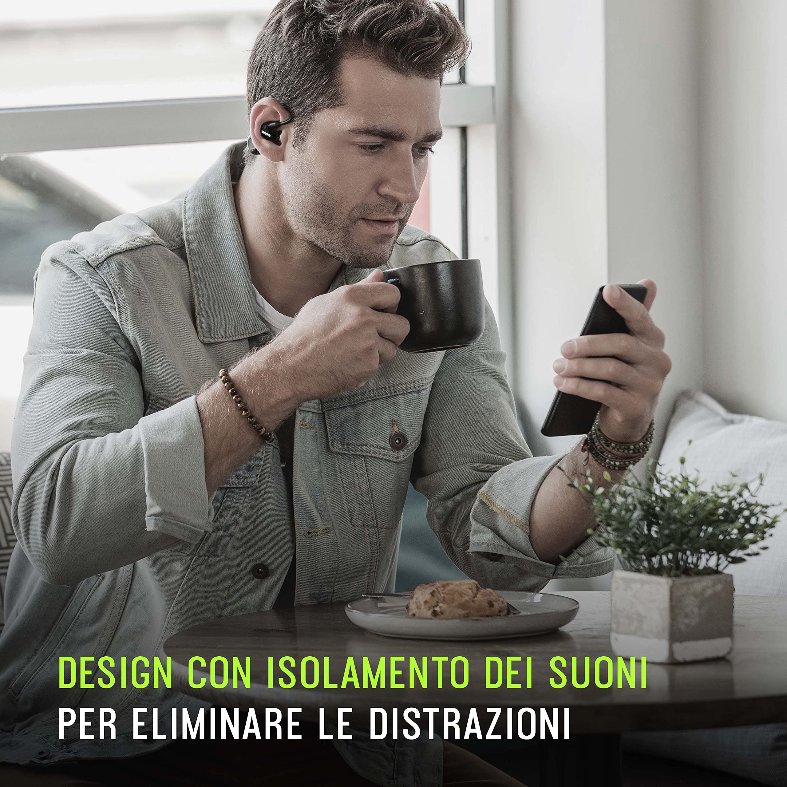 Shure True Wireless Adapter (Gen 2) per auricolari isolanti del suono, Fit over-ear, tecnologia wireless Bluetooth 5, lunga durata della batteria (RMCE-TW2-EFS)