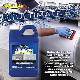 STAR BRITE Ultimate Aluminum Cleaner & Restorer - Aluminum Boat Cleaner - Perfect for Pontoon Boats, Jon Boats & Canoes (NO SPRAYER) - 64 OZ (087762)