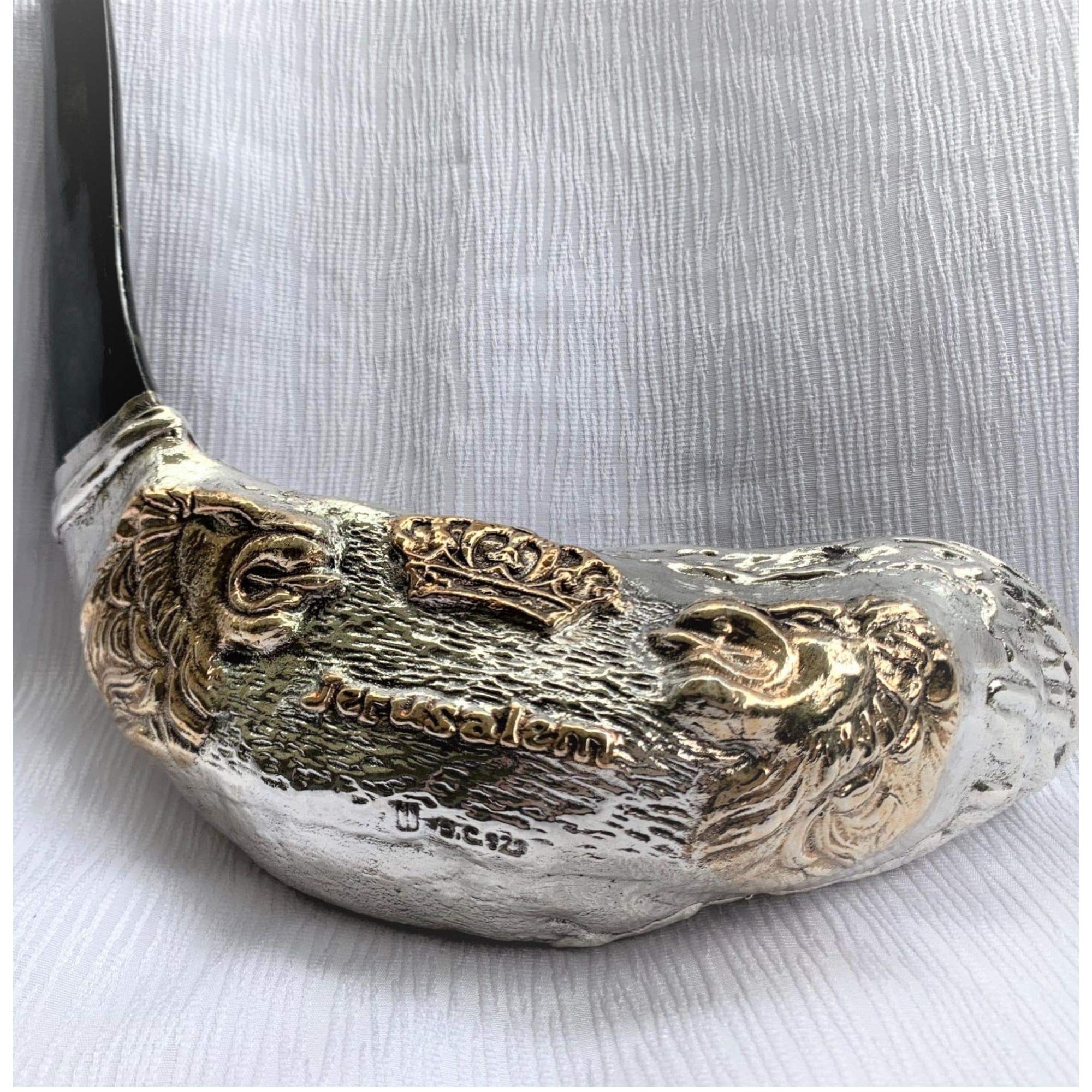 rzadki lew z Judy srebro ram's róg shofar 40 cm – 40 cm + stojak