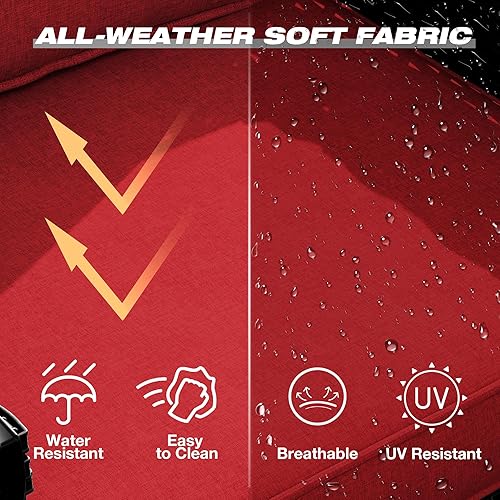 Miniatura 3 de Joyside Juego de 2 sillas de mimbre para patio, muebles de ratán para exteriores con reposabrazos anchos y cojines gruesos, tamaño grande mejorado