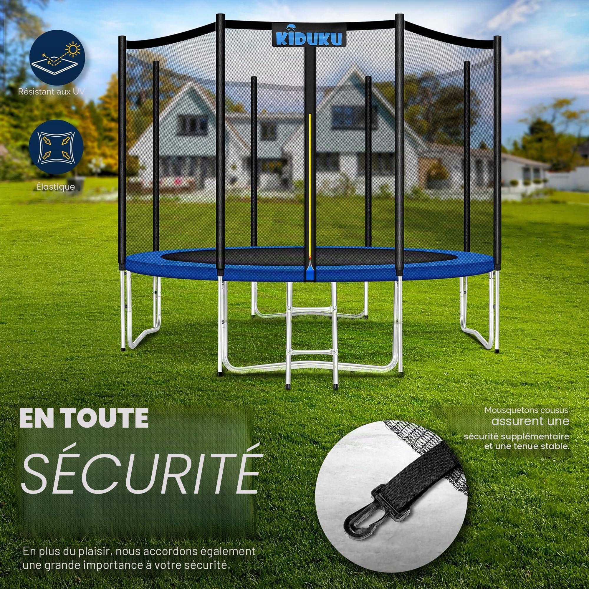 KIDUKU Filet de Remplacement pour Trampolines Filet de sécurité pour Trampolines Ø 244 305 366 427 cm
