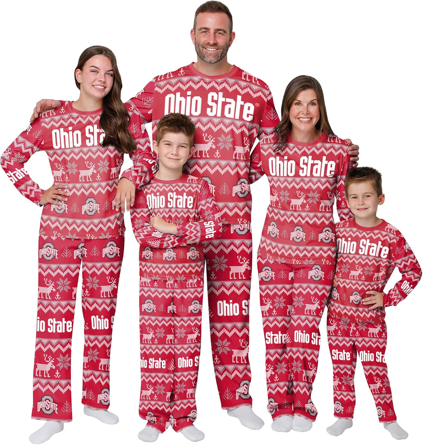 FOCO NCAA womens Ncaa College Team Ugly Pattern Matching Set Family Holiday Pajamas