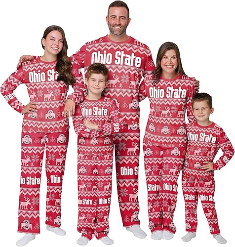 Miniatura 32 de FOCO NCAA para mujeres - Conjunto de pijamas familiares navideños a juego con patrón feo del equipo universitario de la NCAA