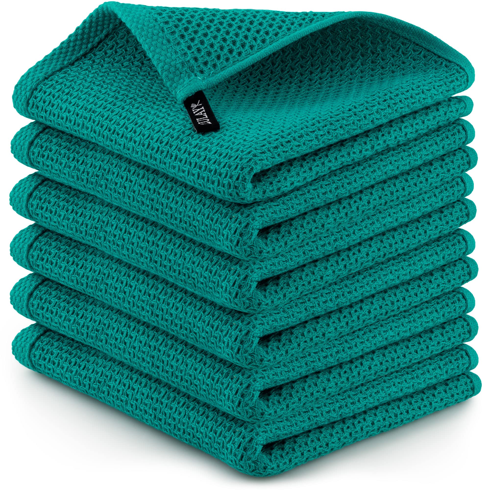 Zulay Kitchen Towels 6 Pack 100% Cotton Waffle Weave - 12x12” Super Absorbent Dish Towels for Kitchen - Reusable Kitchen Towels for Washing Dishes, Household Cleaning, Commercial Use (Teal)