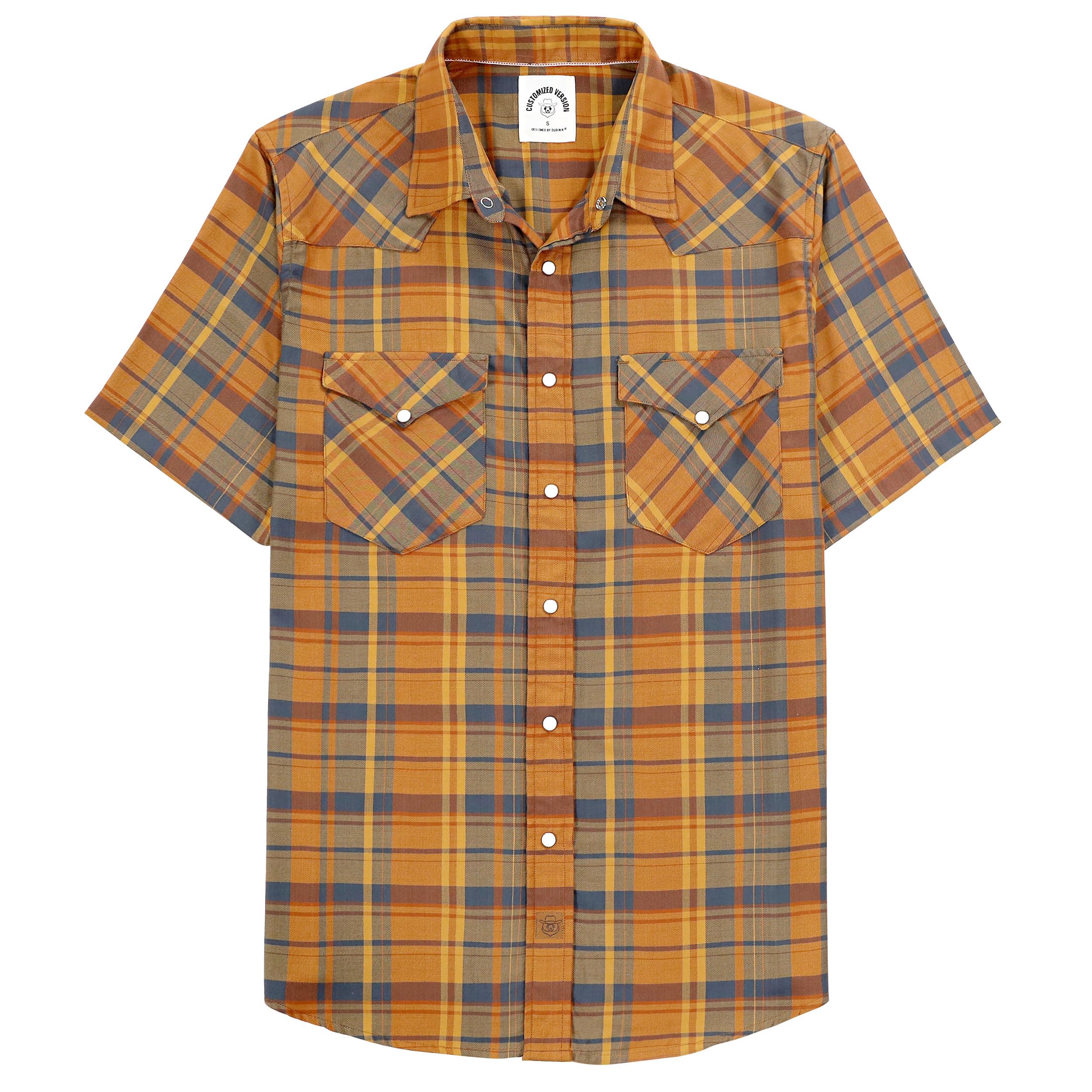 Dubinik®Camicia Uomo Manica Corta Fibra di bambù Casual Quadretti Comoda Bottoni Automatici Cowboy Western Vintage Camicia