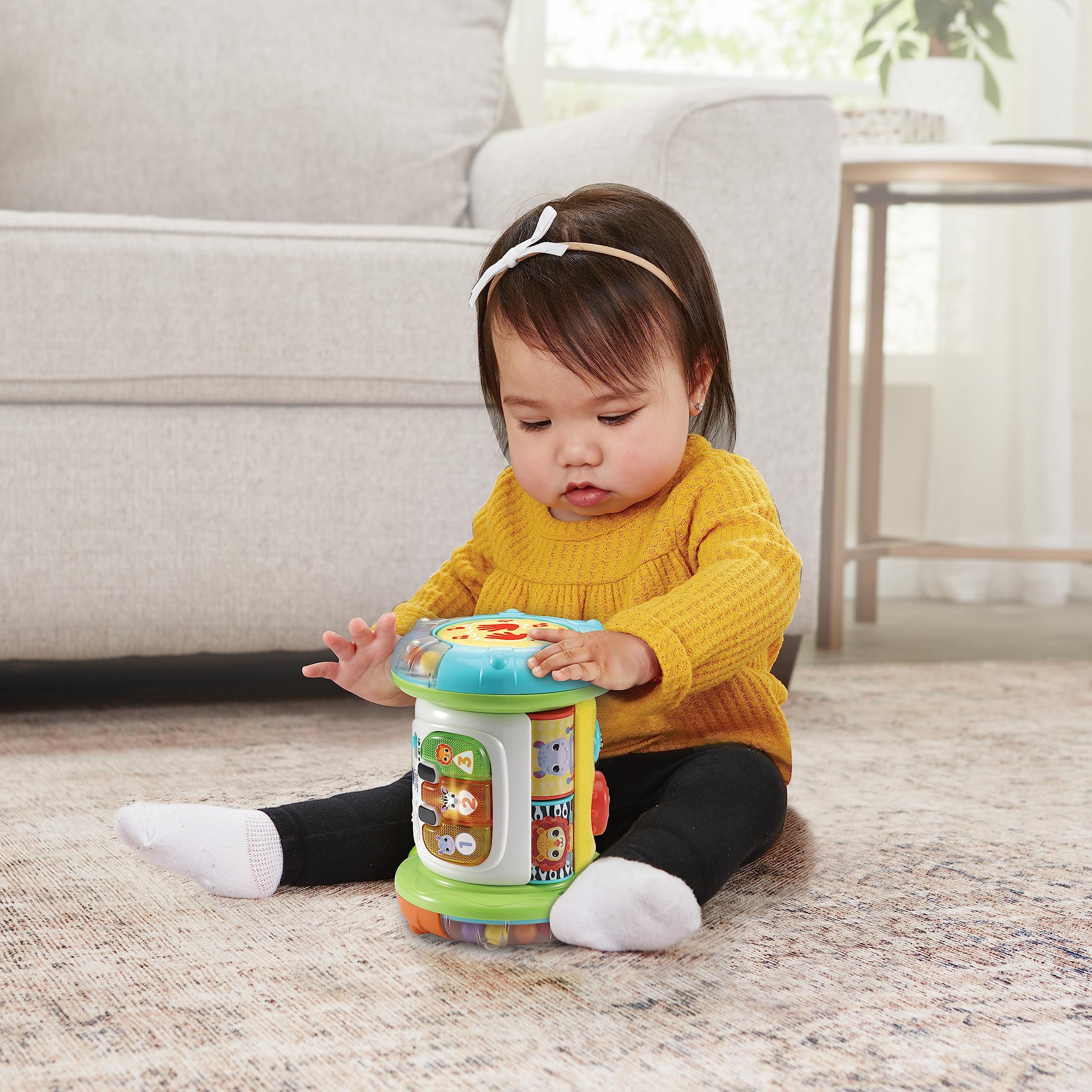 VTech-Baby Rodillo mágico Interactivo 3 en 1, Juguete multiactividades para bebés +6 Meses, Tambor, Piano y Centro de Actividades, Aprende música, Enseña Vocabulario básico, Versión ESP