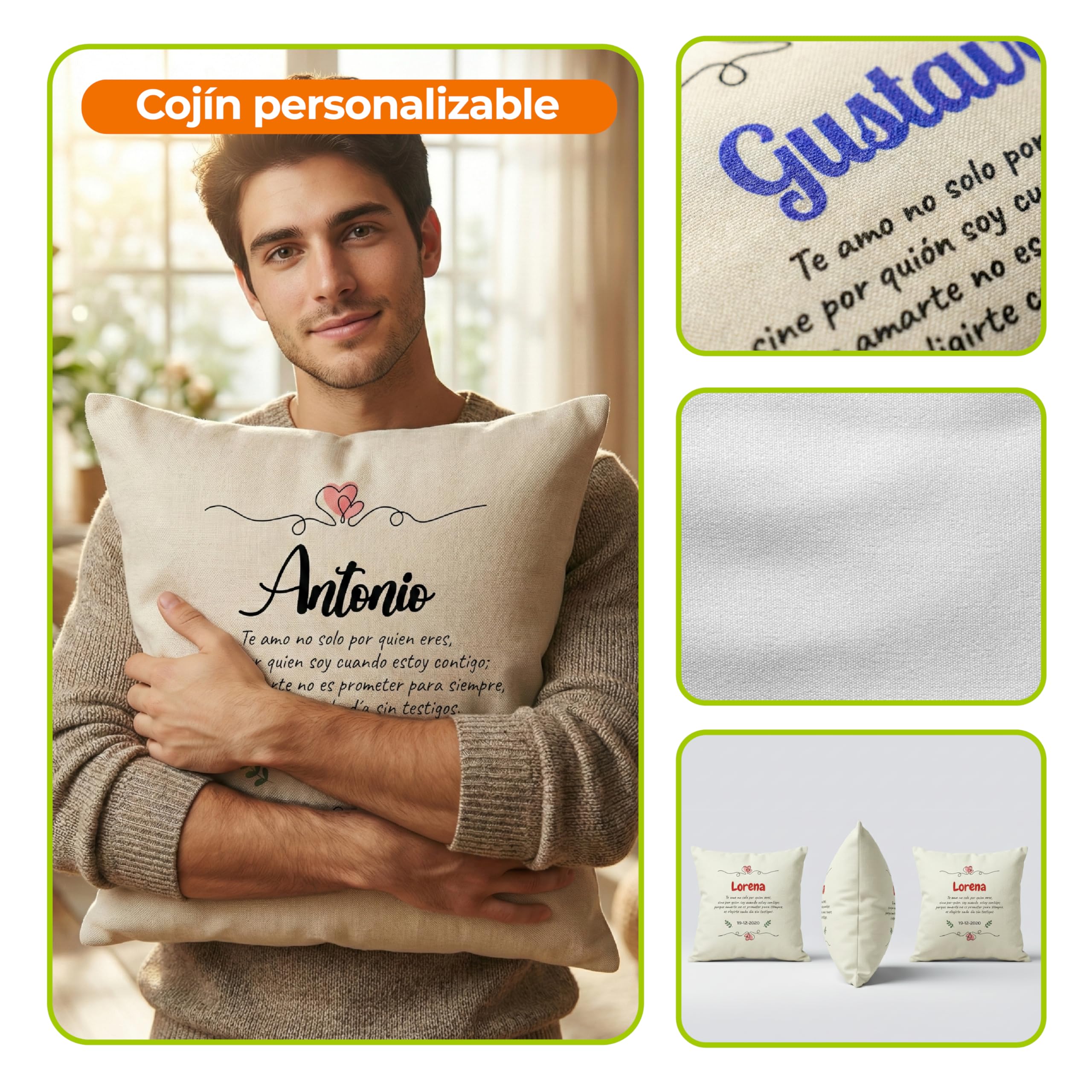 Cojín Personalizado con Foto y Texto (50X50)