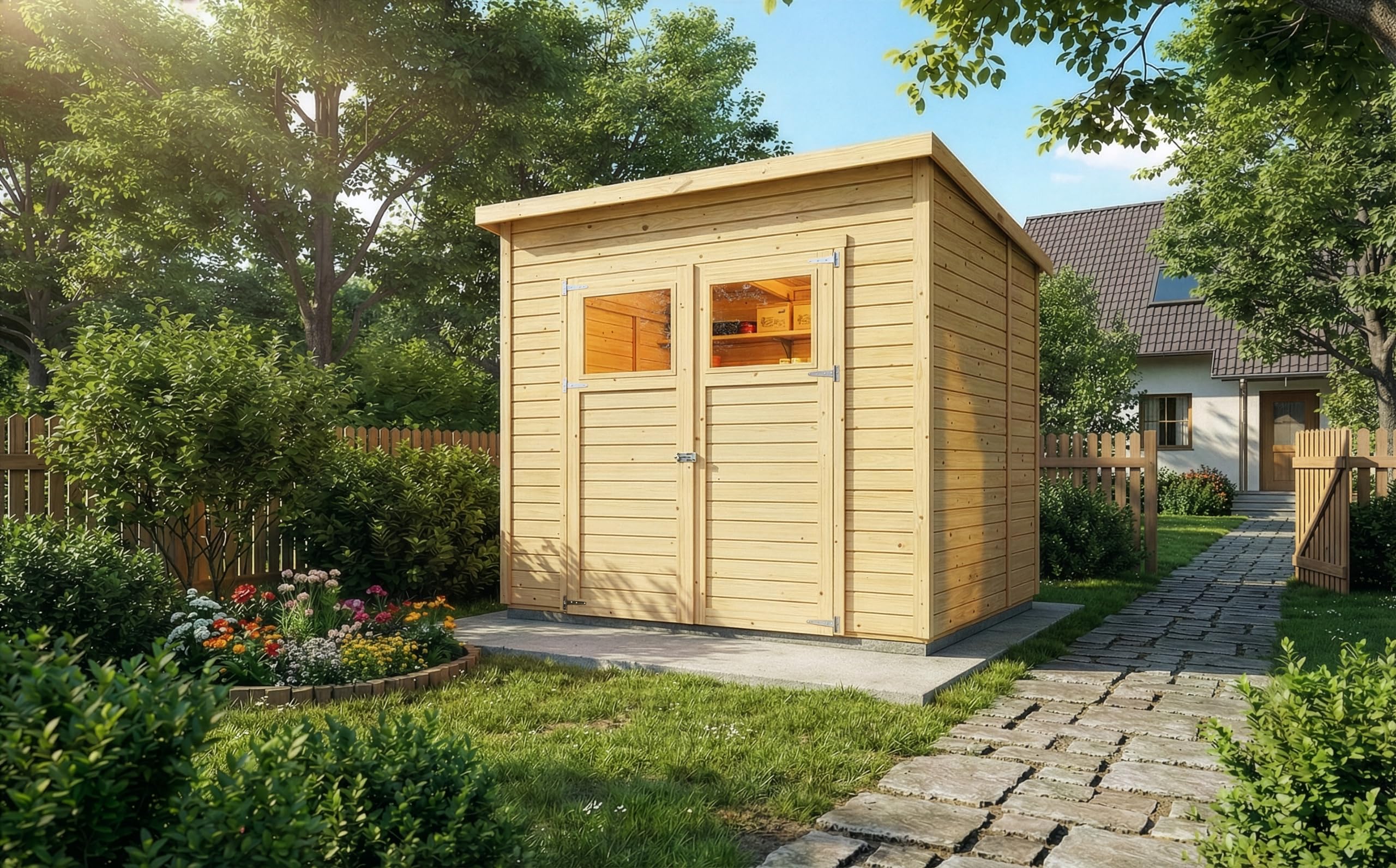 Alpholz Gerätehaus Set Mollie 251x199cm inkl. Boden, Dacheindeckung