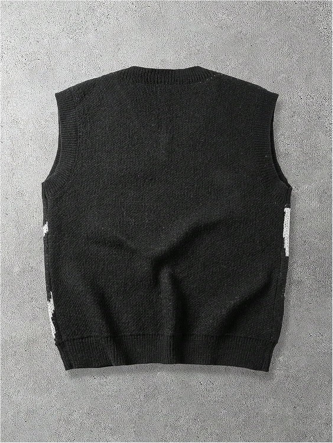 SHENHE Men's Y2k Gothic Sweater Vest Spiderweb Print Punk Alt Sleeveless Sweater Pullover
