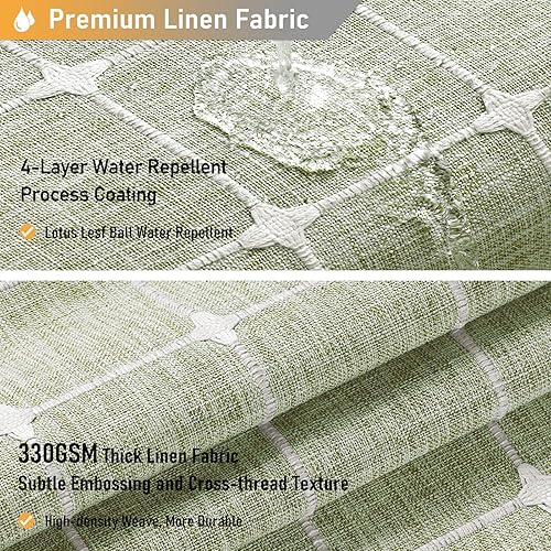 Miniatura 4 de BTTN - Cortina de tela de lino para ducha, bohemia, con borlas, estilo rústico chic, para baño, elegante, con ganchos, alta, gruesa, moderna