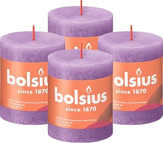 BOLSIUS - Luce rustica - viola - 8 cm - 4 pezzi - cera vegetale
