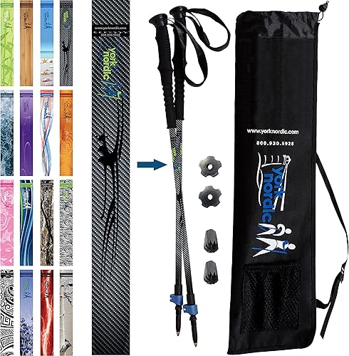 Miniatura 11 de York Nordic Bastones de senderismo y senderismo – Puños de espuma con correa nórdica – Ligeros, ajustables e ideales para el equilibrio – 2 piezas